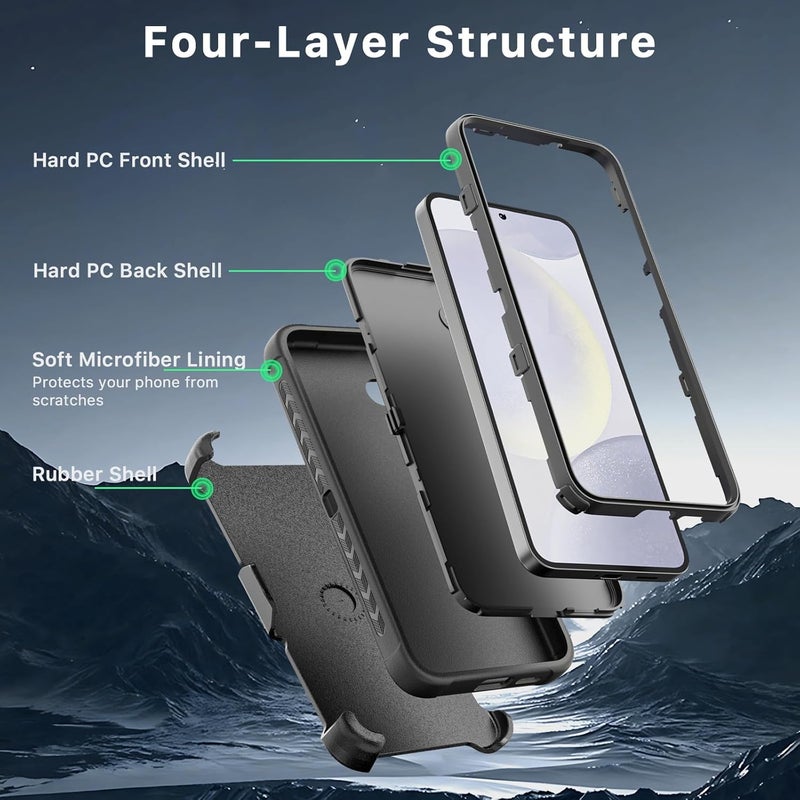 M MYBAT PRO Maverick Series for Samsung Galaxy S25 Plus Case with Belt Clip Holster, 6.7 inch, Heavy Duty Military Grade Drop Protective Case with 360° Rotating Stand (No Screen Protector) Black - Image 3